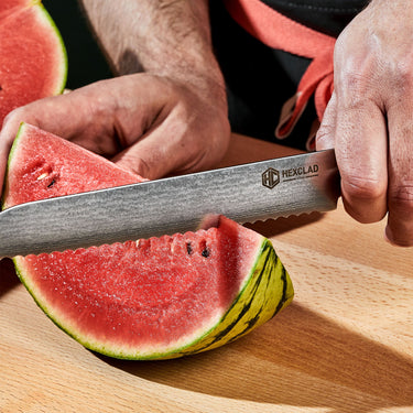 Cuchillo Dentado para Pan de Acero Damasco, 19 cm