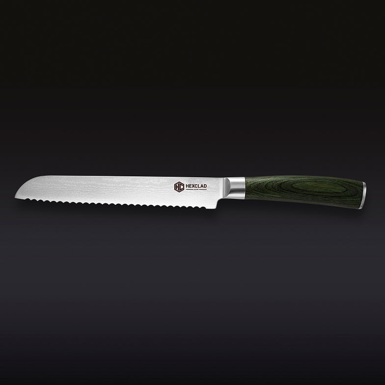 Damascus Steel Serrated Bread Knife, 8"