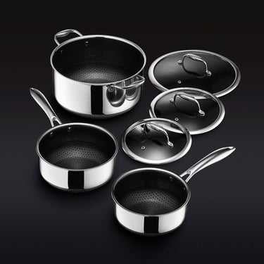 Set de Ollas Hybrid con Tapas de HexClad, 6 Piezas