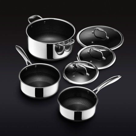 Set de Ollas Hybrid con Tapas de HexClad, 6 Piezas