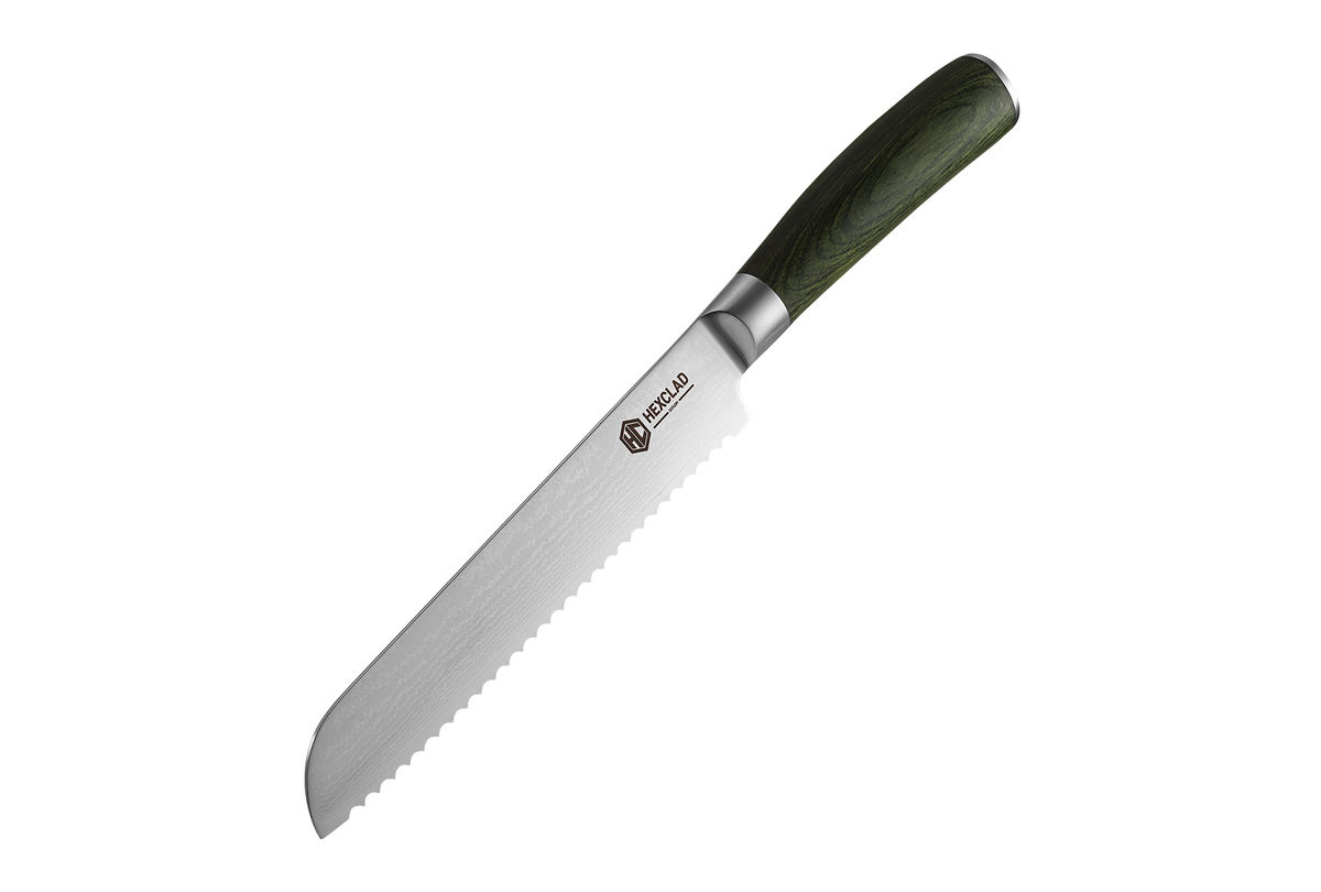 Damascus Steel Serrated Bread Knife, 8"