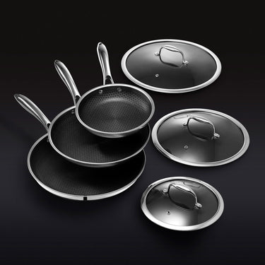 Set de Sartenes Hybrid con Tapa de HexClad, 6 Piezas